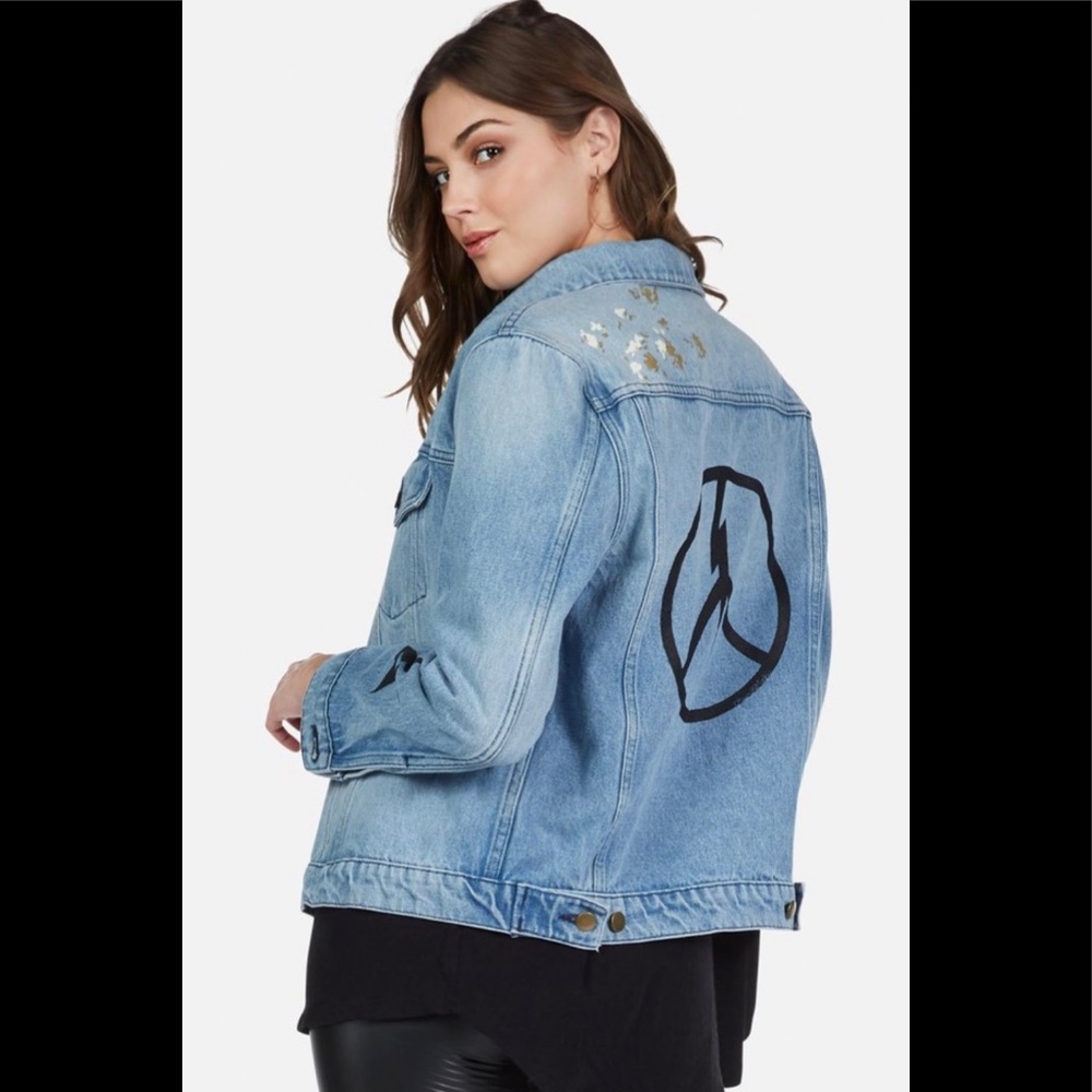 Lauren Moshi Spencer Peace Lightening Denim Jacket